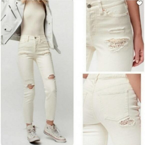 Free People Distressed White Skinny Size 25 Jeans - Picture 1 of 3